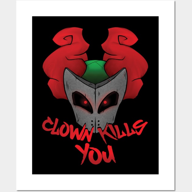 fnf madness combat tricky CLOWN KILLS YOU art Wall Art by Renovich